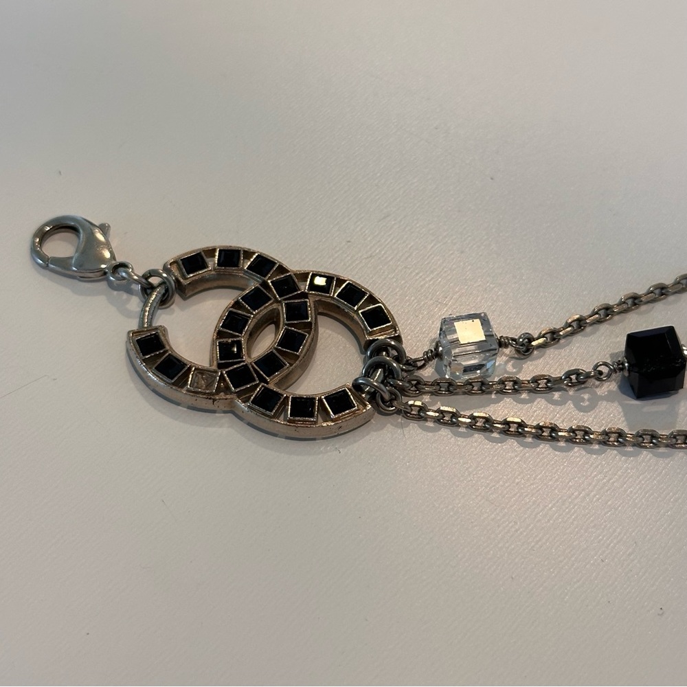 Chanel Silver Black Crystal Chain Belt Necklace - Picture 3 of 3